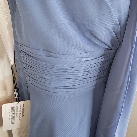 JJ'S House A-line V-Neck Asymmetrical Chiffon Bridesmaid Dress Size 8 - Picture 6 of 10